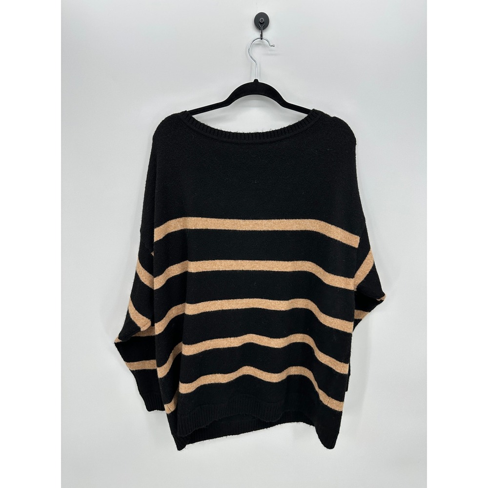 Torrid Womens‎ Black Tan Knit Sweater Sz 2x Cozy Oversized Lounge Casual